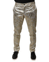 Dolce & Gabbana Gold Floral Jacquard Men Dress Pants -   -  Dolce & Gabbana.